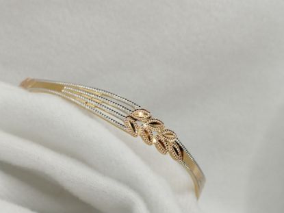 Ornate Three-Tone Flower Bangle