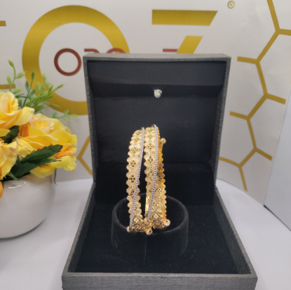 CNC Floral Gold Bangles