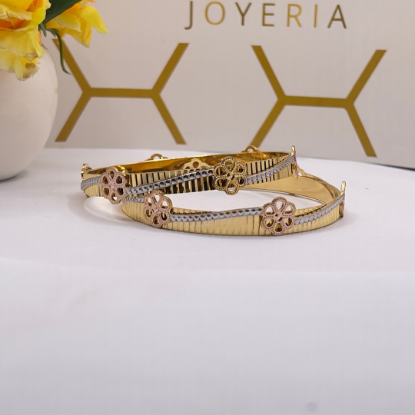 Picture of Gold CNC Tokyo Bangles With Overlapping Floral Design