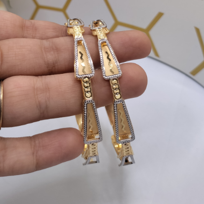 Picture of Ellipse patterned Gold CNC Double layer Bangles