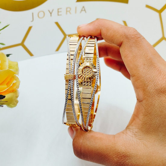 Picture of New Gravitate Gold CNC Sydney Bangles With Wire Work