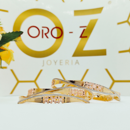 Picture of Two Tone Blossomy London CNC Gold Bangles