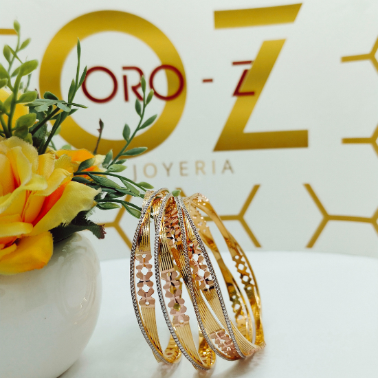Unique blossom motif bangles