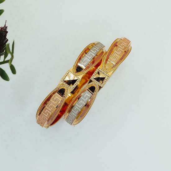 Picture of Three Tone Modish London CNC Gold Bangles