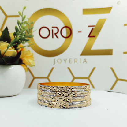 Picture of ORO-Z Heart Pattern CNC London Gold Bangles