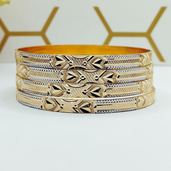 Picture of ORO-Z Heart Pattern CNC London Gold Bangles