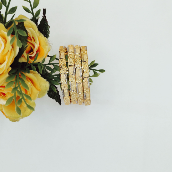 Picture of Flat and Curved Design Gold Bangles – Lightweight 22KT Collection