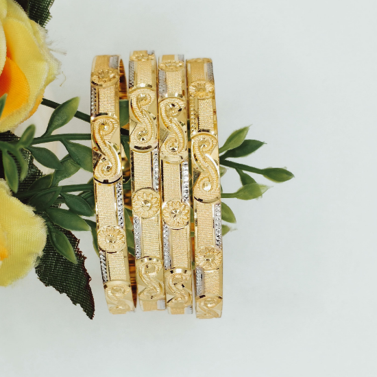Picture of Flat and Curved Design Gold Bangles – Lightweight 22KT Collection
