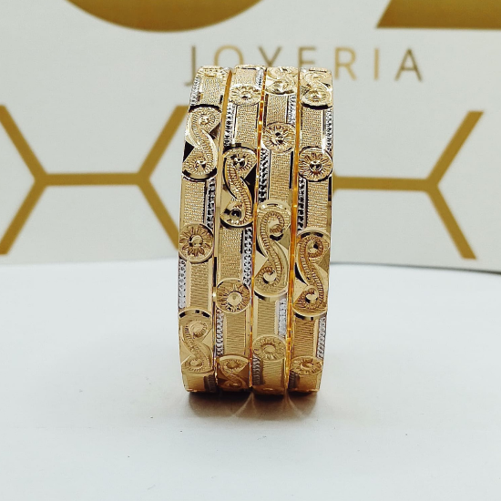 Picture of Flat and Curved Design Gold Bangles – Lightweight 22KT Collection
